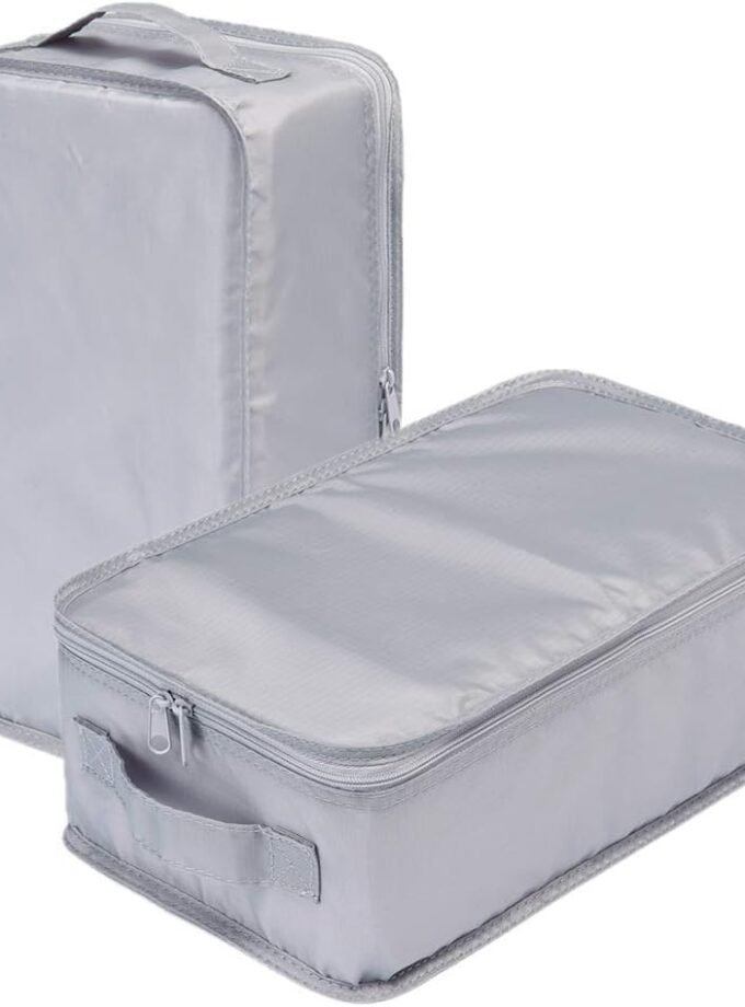 Travel Shoe Bags, Foldable Waterproof Shoe Puches Organizer-Double Layer (2 Grey Shoe Bags)