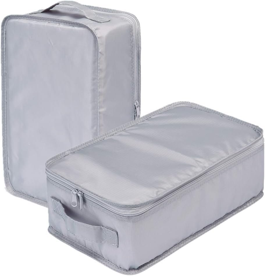 Travel Shoe Bags, Foldable Waterproof Shoe Puches Organizer-Double Layer (2 Grey Shoe Bags)