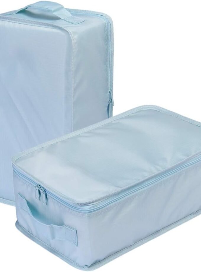 Travel Shoe Bags, Foldable Waterproof Shoe Pouches Organizer-Double Layer (2 Blue Shoe Bags)