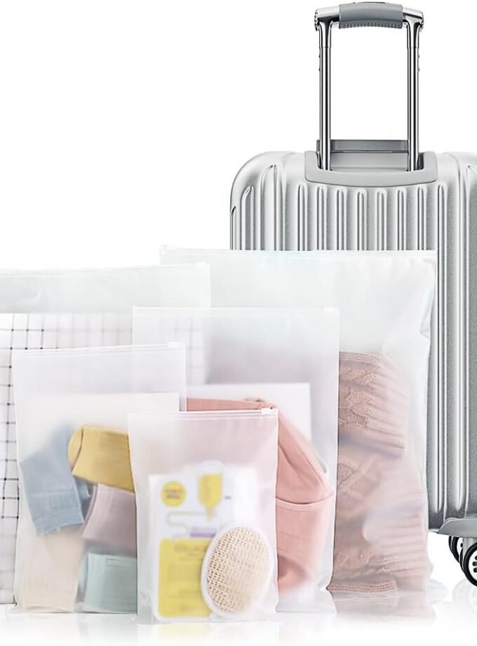 30PCS Frosted Travel Storage Bags for Clothes,Zip-lock Seal Storage Bags Luggage Clothes Shoes Makeup Packing Pouch Organizer,Reusable Space Saver Packing Sacks Compression Bags (5 Size)