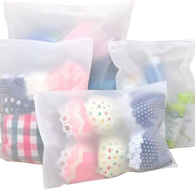 Waterproof Plastic Pouch Organizer Packaging Bags Travel Storage Luggage Shoes Cloth Suit Makeup Packing Pouch Zip Seal Space Saving Bags (6-Pack of Different Sizes)