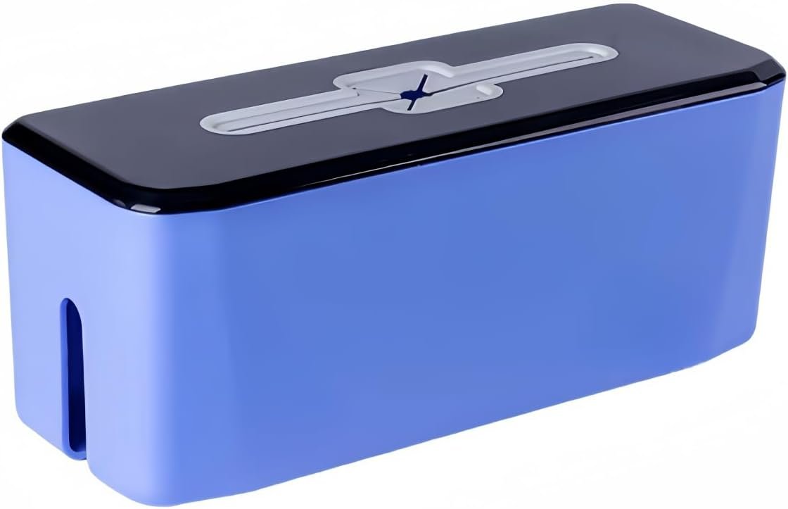 Cable Management Box for Wire Storage, 11.8 x 4.3 x 4.7 inches, Blue