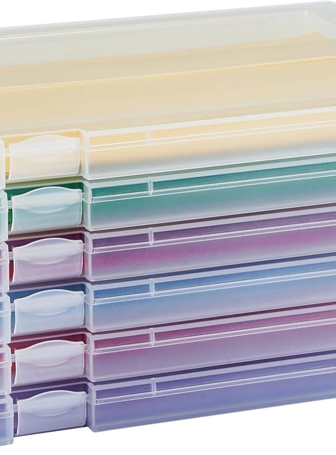 6 Pack A4 Paper Storage Box, 8.5 x 11 Project Case for US , Thick Scrapbook Storage Box Craft Storage Box Art Supplies Storage and Organization, Board Game Storage and Organizers