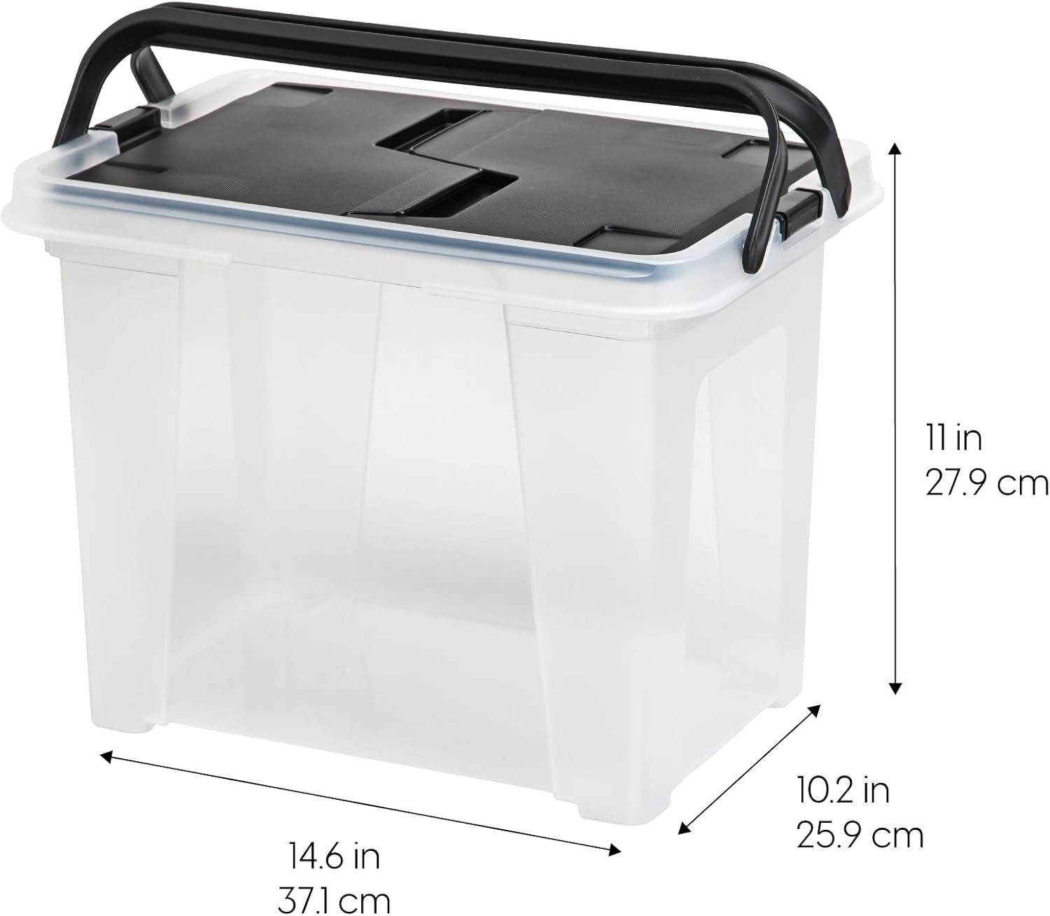 File Box File Organizer w/ Wing Lid for / File, Water Resistant Document Box, -Free Plastic Storage Bin Organizer with Handles, Stackable, Nestable, Clear 18 Qt. 4Pack - Image 2