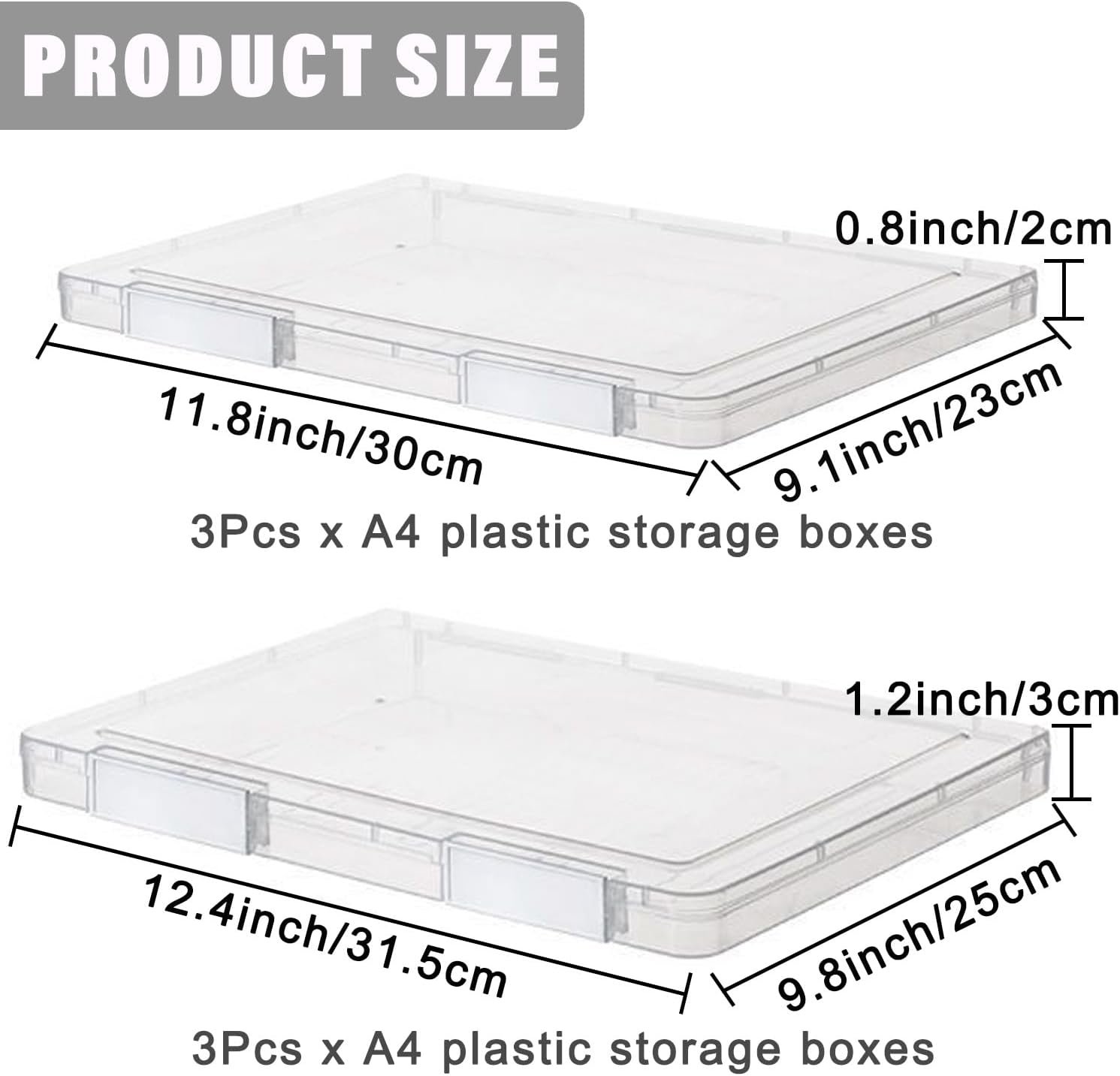 6 Pcs Clear A4 File Portable Project Case, Plastic Storage Box for 8.5" x 11" Paper, Scrapbook Paper Storage Boxes Documents Magazines Holder with Buckle - Image 2