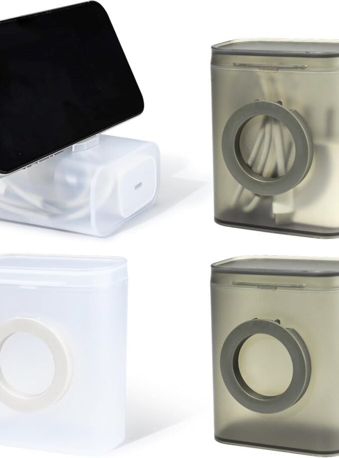 4 Pcs Data Cable Storage Box, Qtip Holder Travel Case Portable Hair Tie Holder Hair Tie Container Hair Tie Holder Travel , Charger Organizer Case for Data Cables,Headphones (Multicolour)