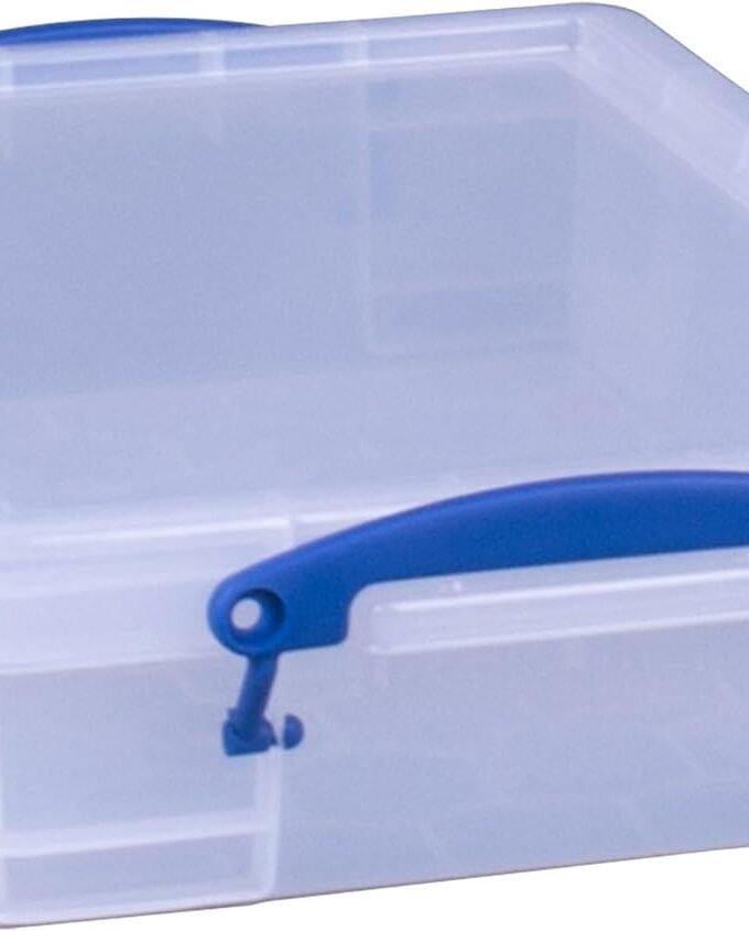 4C Plastic Stackable Storage Container with Snap Lid and Built In Clip Lock Handles for Home and Office Organization, Clear