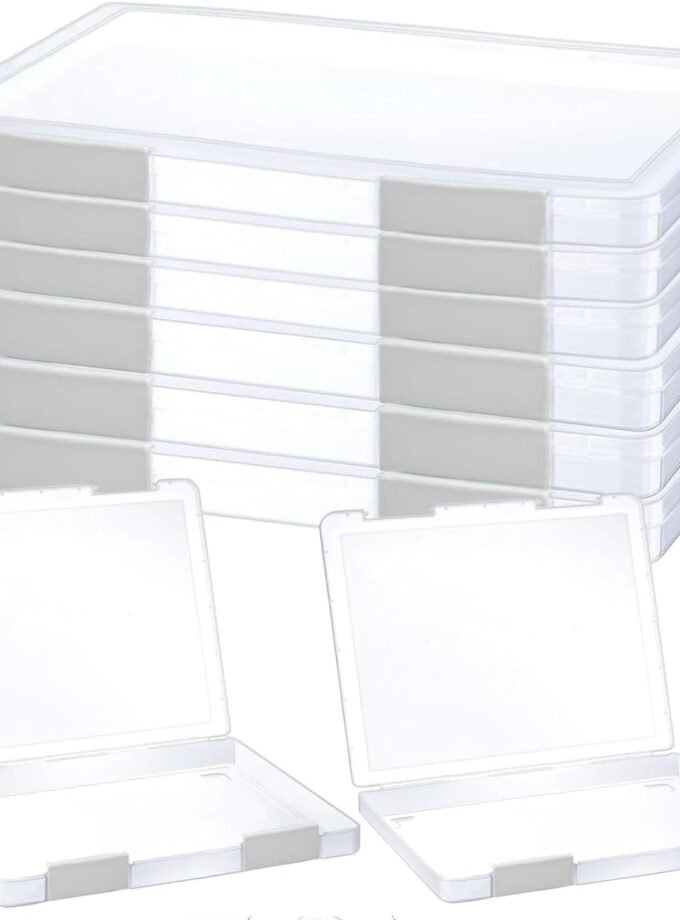 6 Pcs Clear A4 File Portable Project Case, Plastic Storage Box for 8.5" x 11"  Paper, Scrapbook Paper Storage Boxes Documents Magazines Holder with Buckle