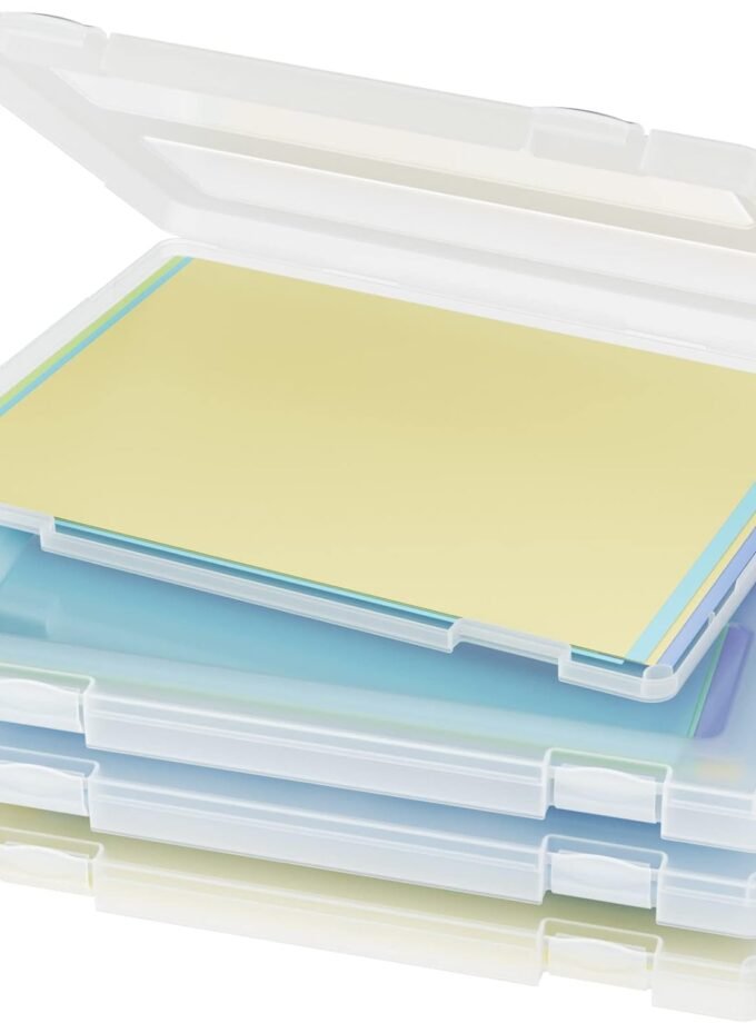 4 Pack A4 Paper Organizer Box, Plastic Scrapbook Paper Organizer Containers for Craft and Arts Storage, Portable Board Game Storage for Art Supplies 8.5" x 11" US