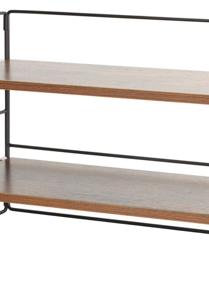 Wood Desk Shelf Organizer, 2-Tier Desktop Supplies Storage Rack, Adjustable Stackable Desk Shelf for Office, Kitchen, Bathroom, 15.75"*12.2"*7.87"