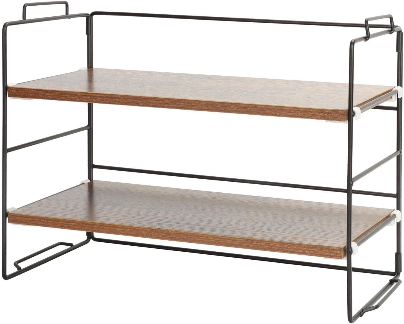 Wood Desk Shelf Organizer, 2-Tier Desktop Supplies Storage Rack, Adjustable Stackable Desk Shelf for Office, Kitchen, Bathroom, 15.75"*12.2"*7.87"