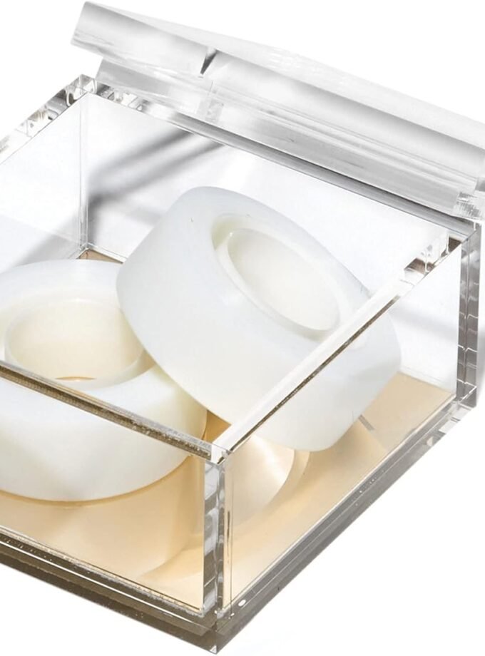 Acrylic Desk Organizer w/Gold Base – Functional & Elegant Odds & Ends Box for Display or Storage – Perfect for Home or Office, Kitchen, Bathroom Vanity, Curio Display - Medium