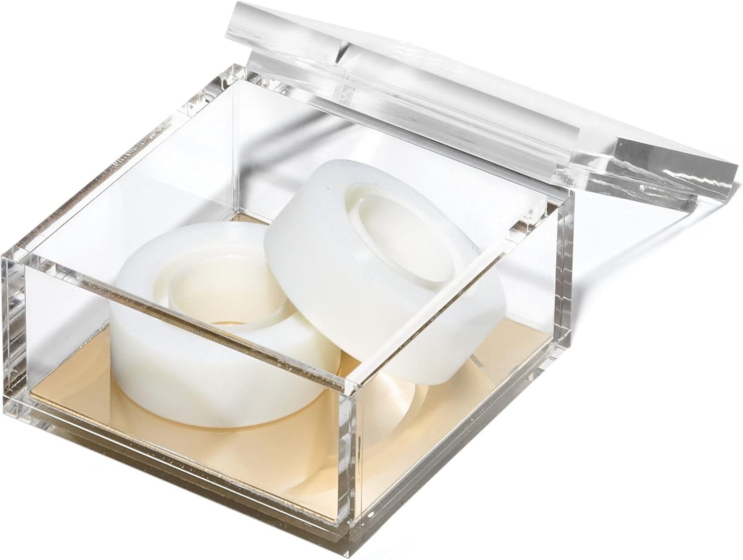 Acrylic Desk Organizer w/Gold Base – Functional & Elegant Odds & Ends Box for Display or Storage – Perfect for Home or Office, Kitchen, Bathroom Vanity, Curio Display - Medium