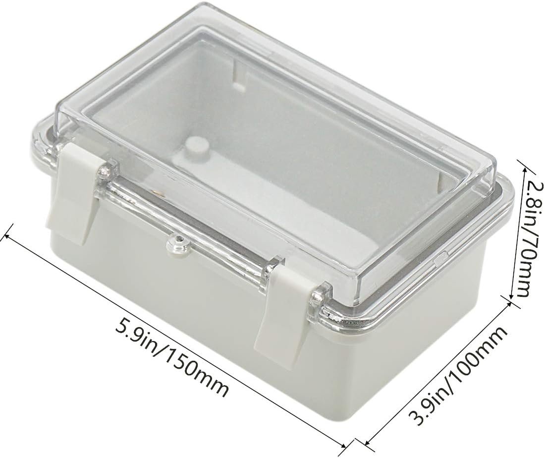 Junction Box ABS Plastic Dustproof Waterproof IP65 Electrical Boxes Hinged Shell Outdoor Universal Project Enclosure Clear Cover with 2 Cable Glands 5.9 x 3.9 x 2.8 inch (150x100x70 mm) - Image 2