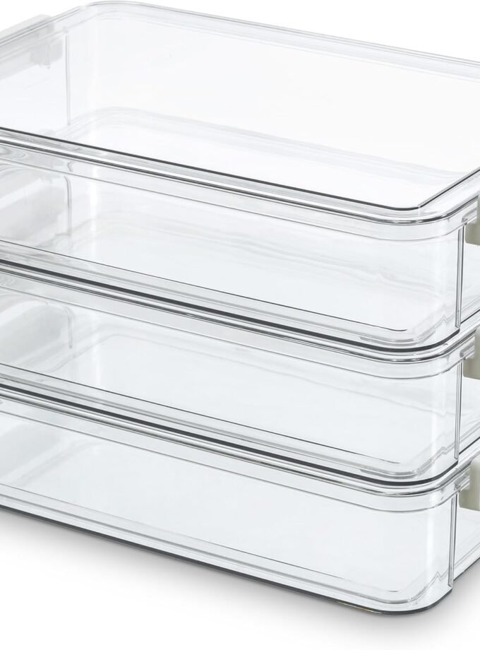 3 PCS 9 x 13 Plastic Storage Bins with Lids and Latches, Portable Art Supply Storage Organizer, Paper Storage Box for Organizing A4 Paper, s, Documents, Art Supplies, and Crafts