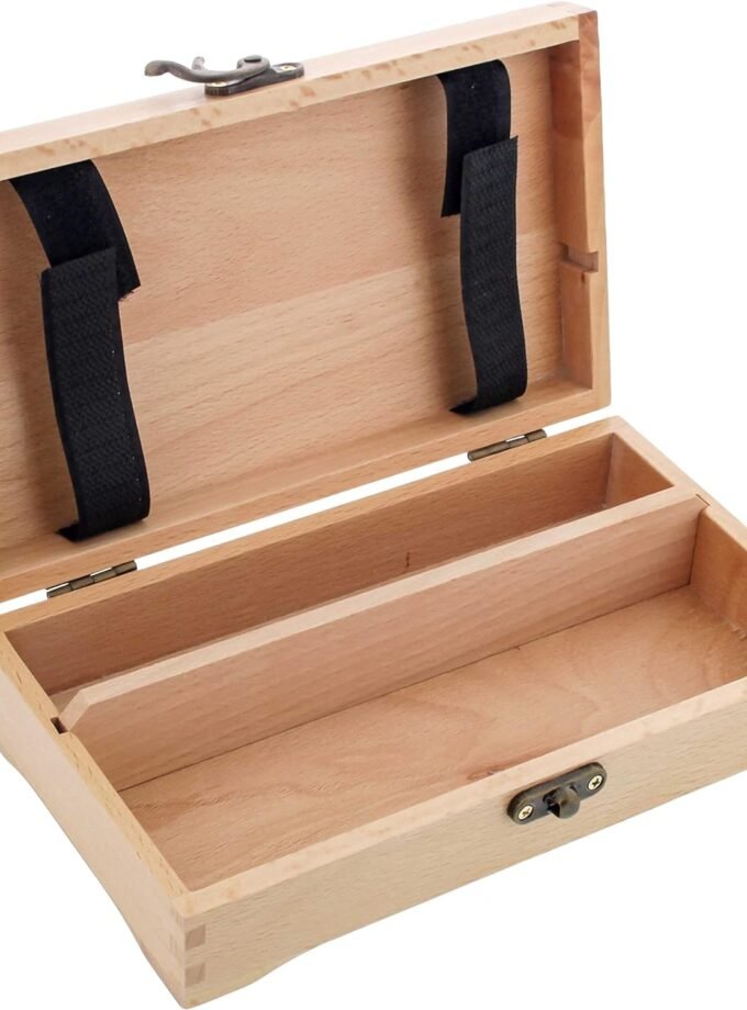 Multi-Function Artist Supply Box with Locking Clasps - Wooden Art Box for Artist Supplies, Brushes, Pencils, Erasers, Tool Storage Organizer Case to Protect and Transport