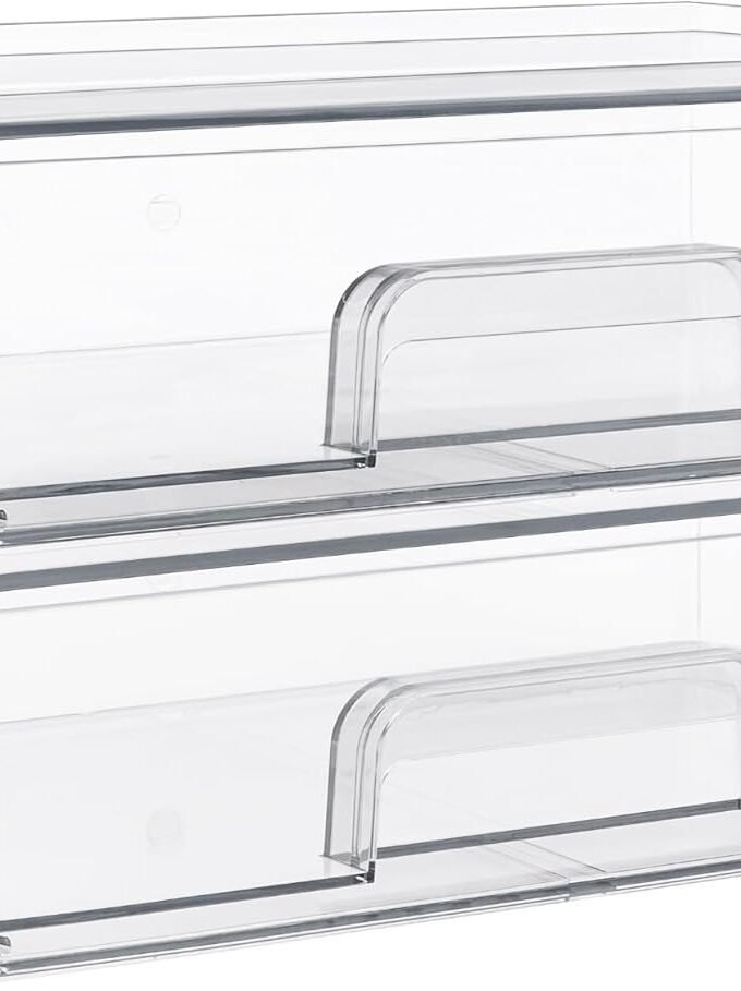 12.1''W Clear Stackable Storage Drawers,2 Pack Acrylic Plastic Organizers Bins for Makeup Palettes, Cosmetics, and Beauty Supplies,Ideal for Vanity, Bathroom,Cabinet,Desk Organization