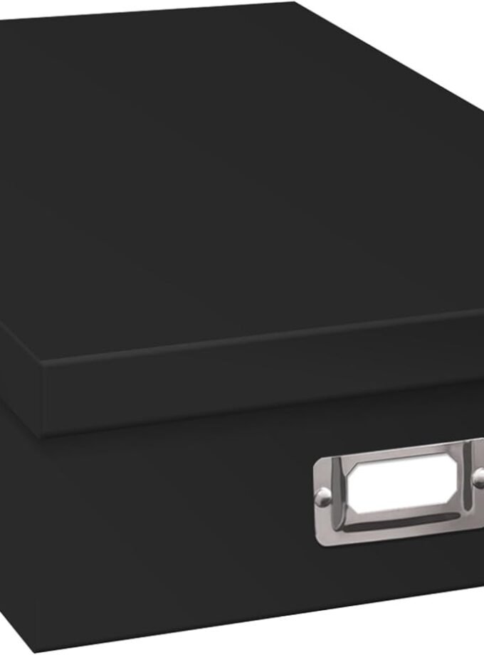 Scrapbook Storage Box, Black, 14.75 Inch x 13 Inch x 3.75 Inch
