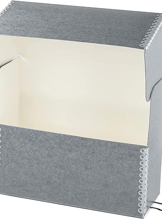 Archival Document Storage Box with Metal Edge, Acid-Free Gray Boxboard, Organize and Store Files, Prints, Photos, -Sized Case 15.5" x 10.5" x 5" Wide