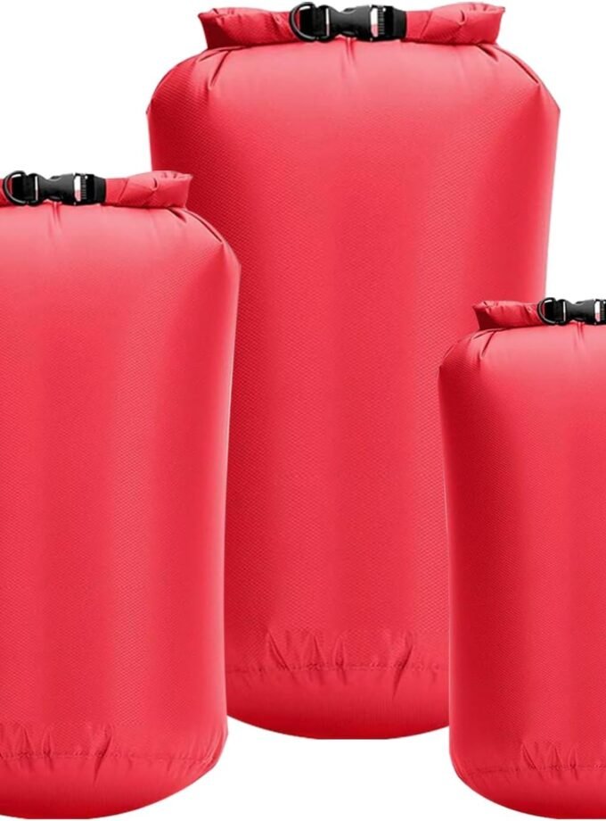 Waterproof Dry Bags, 3PCS Dry Sack Bags 5L & 10L & 20L Lightweight Dry Storage Bag Outdoor Waterproof Bags for Travel Boating Fishing Rafting Swimming Training Camping, Red