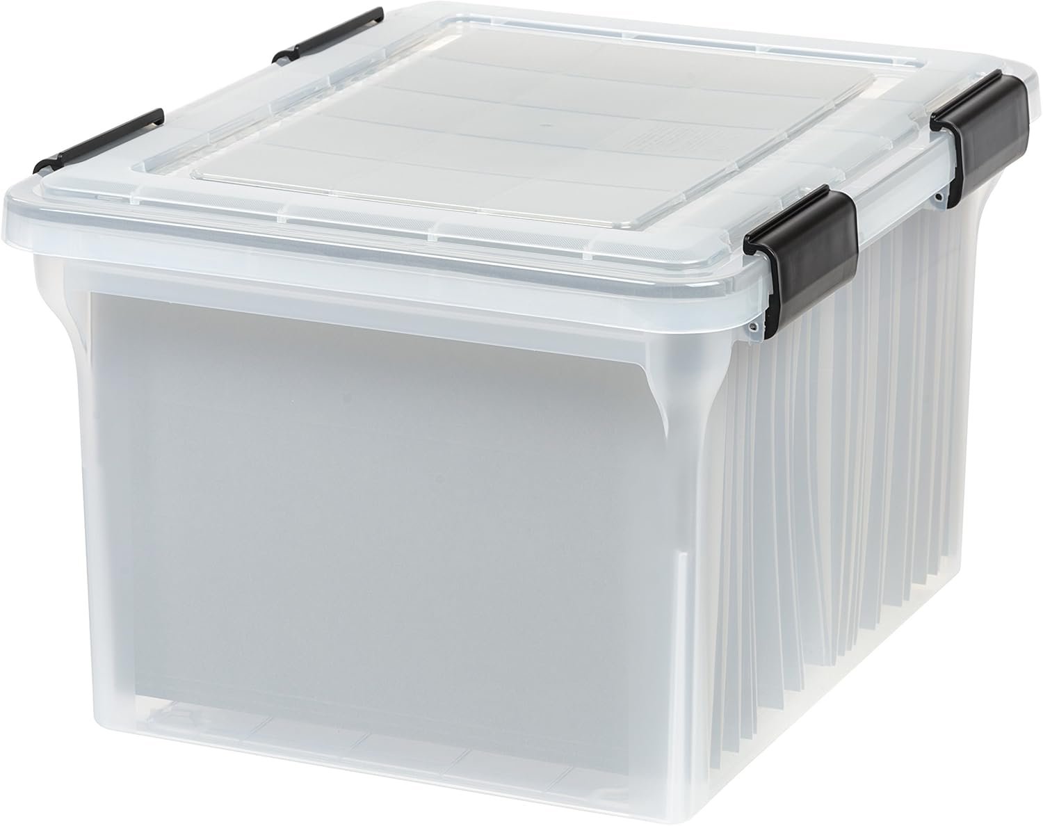 Plastic File /, Water Resistant Document Box, Durable Lid, Seal w/Secure Latching Buckles, Stackable, Nestable, - 1 Pack, Clear