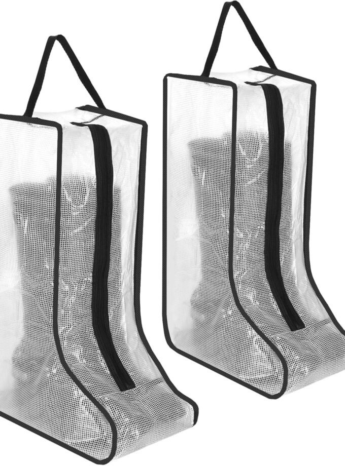 2 Pcs Clear Boot Storage Bag,Plastic Tall Boot Bag,Shoe Bags for Travel,Clear Shoe Bags for Tall Boot Storage,Boot Bags for Cowboy Boots,Waterproof & Dustproof Boot Bags for Travel,Boot Bag Equestrian