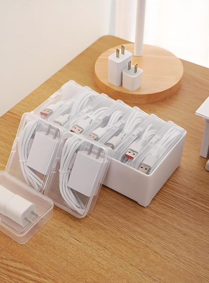 Storage Box Set with 7 Transparent Boxes - Wire Organizers for Cords, Cable Organizer Box, Cord Box, Ribbon, Cable Management Box - Perfect for Chargers, Headphones, Jewelry & Small Items